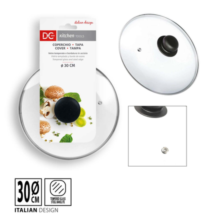 Coperchio in Vetro con Pomello per pentole e padelle 30cm