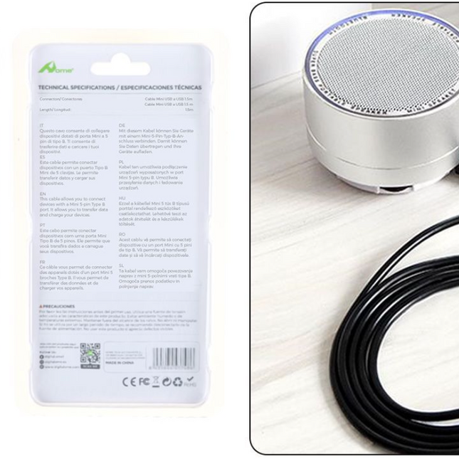 cable mini usb a usb 1.5m